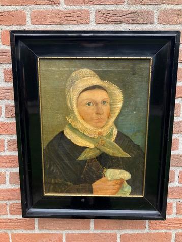 Oud olieverfschilderij Vrouw in Klederdracht beschikbaar voor biedingen