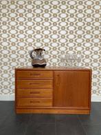 Vintage Deense teakhouten kast van Dyrlund met 4 laden, Ophalen, Gebruikt, Teakhout, 50 tot 100 cm