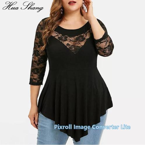 R23 grote maat zwarte lange kanten shirt...5 XL............., Kleding | Dames, Blouses en Tunieken, Zo goed als nieuw, Maat 46/48 (XL) of groter