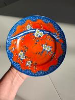 Vintage japans wandbord bloesem rood kobalt, Ophalen of Verzenden