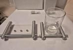 Set decoratieve zeephouder en glas (met houder) rvs en glas, Ophalen of Verzenden, Nieuw, Overige typen