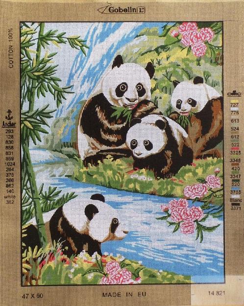Cado voorbedrukt borduurstramien  pandaberen  821, Hobby en Vrije tijd, Borduren en Borduurmachines, Nieuw, Onderdeel of Toebehoren