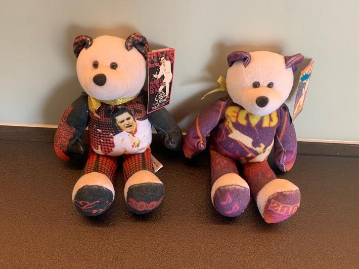 2x Elvis beanie bear, Kinderen en Baby's, Speelgoed | Knuffels en Pluche, Zo goed als nieuw, Beer, Ophalen of Verzenden
