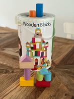 Vormenstoof met houten blokken in ton, Kinderen en Baby's, Speelgoed | Bouwstenen, Ophalen of Verzenden, Gebruikt, Overige merken