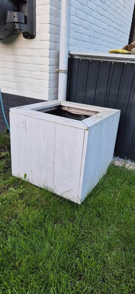 Witte Douglas Houten Plantenbak op Wielen, Tuin en Terras, Bloembakken en Plantenbakken, Gebruikt, Hout, Balkon, Tuin, 30 tot 60 cm