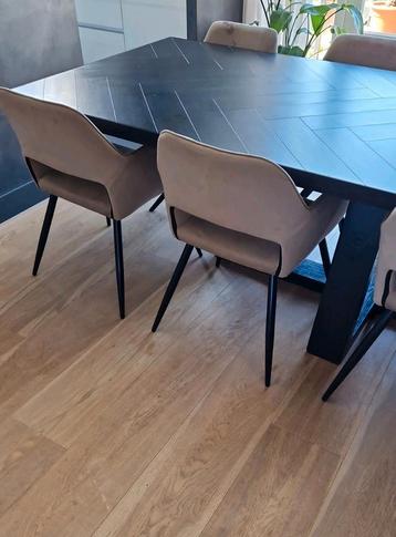 5 x eetkamerstoel beige velvet