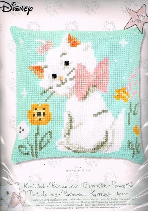 Cado aanbieding disney borduurpakket kussen, poes marie, Hobby en Vrije tijd, Borduren en Borduurmachines, Nieuw, Borduurpakket