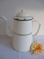 🤎Nette EMAILLE KOFFIEKAN, koffiepot met gouden bies., Antiek en Kunst, Ophalen of Verzenden