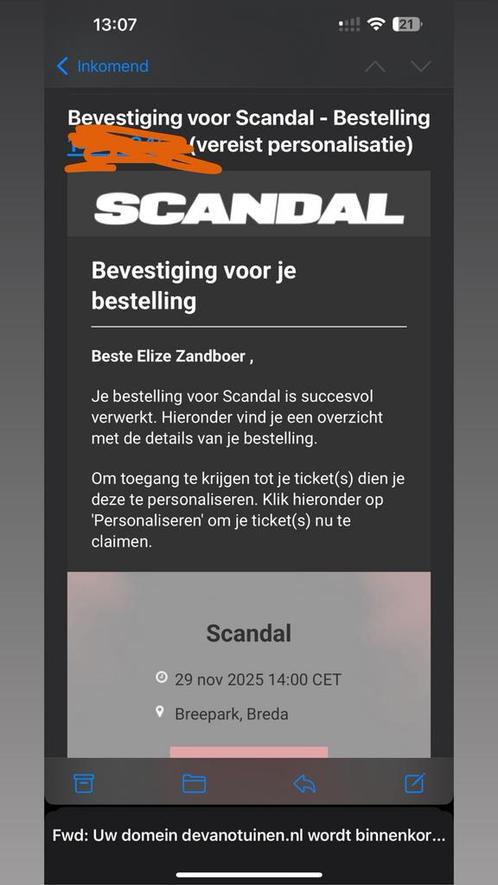 2x Scandal tickets + 2x shuttle bus, Tickets en Kaartjes, Evenementen en Festivals, Twee personen
