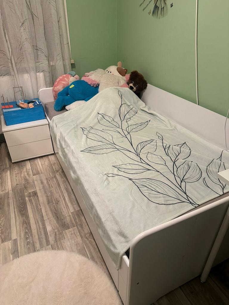 Bed 90x200 uitbreiding naar 180x200, Huis en Inrichting, Slaapkamer | Bedden, Gebruikt, 90 cm, Wit, Tweepersoons