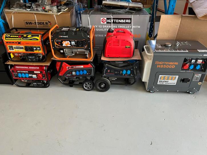 Nieuwe aggregaten benzine of diesel met showroom, Doe-het-zelf en Verbouw, Aggregaten, Nieuw, Ophalen