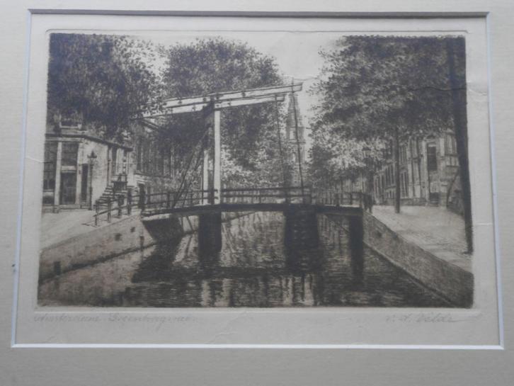 Amsterdam, Mooie ets v/d Velde v/d GROENBURGWAL, Antiek en Kunst, Kunst | Etsen en Gravures, Ophalen of Verzenden