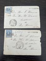 2 envelopjes met Grypskerk en treinstempels kleinrond takje, Verzenden, Envelop