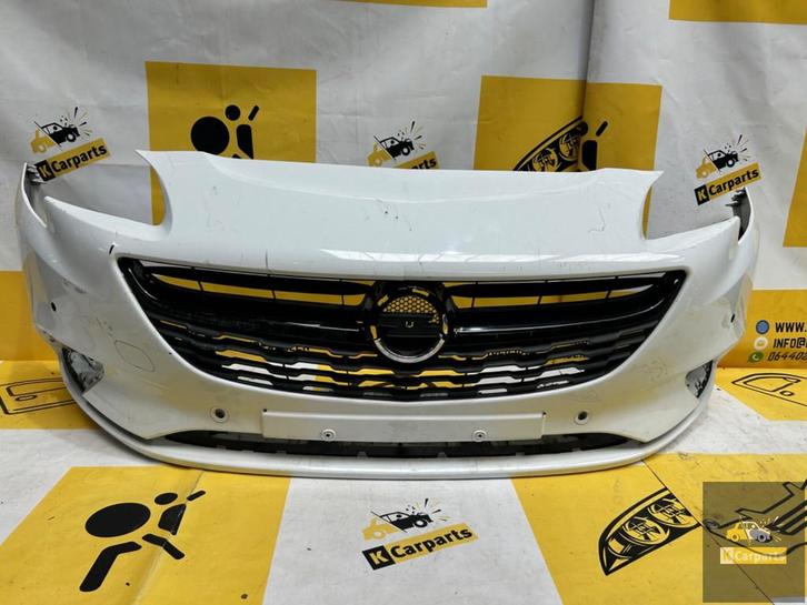 opel Corsa E voorbumper 4xPDC 2014-2020 475498858 bumper, Auto-onderdelen, Carrosserie en Plaatwerk, Bumper, Opel, Voor, Gebruikt
