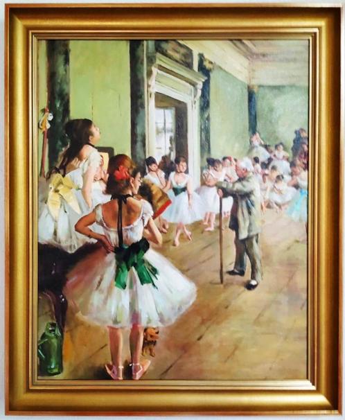 Olieverfreplica Degas: Dansklas. Handgeschilderd, Antiek en Kunst, Kunst | Schilderijen | Klassiek, Verzenden
