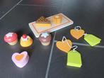 Houten cake taartjes, thee en dienblad, 9-delig., Kinderen en Baby's, Speelgoed | Houten speelgoed, Ophalen of Verzenden, Gebruikt