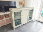Brocante/landelijke/vintage dressoir in saliegroen, Huis en Inrichting, Kasten | Dressoirs, Ophalen, Gebruikt, 25 tot 50 cm, Glas
