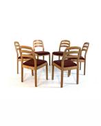 Set van 6 vintage eetkamerstoelen, Dyrlund ‘70, Hout, Bruin, Ophalen of Verzenden, Zo goed als nieuw