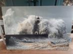 Grote canvas van vuurtoren op rots in de zee 150cmx100cm, Antiek en Kunst, Kunst | Schilderijen | Abstract, Ophalen of Verzenden