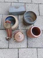 Koperen bloempotten keteltje kaasstandaard zinken kistje, Ophalen, Rond, Zo goed als nieuw, Metaal