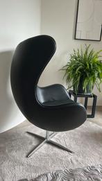 Fritz Hansen egg chair replica zwart leer., Ophalen, Gebruikt, Zwart, Leer