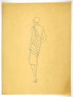 A307 Art Deco Modeontwerp Lijntekening (c. 40 x 29,5 cm), Verzamelen, Posters, Ophalen of Verzenden, Gebruikt, A1 t/m A3, Film en Tv