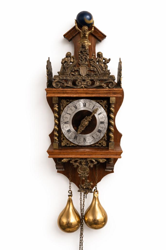 Zaanse wandklok Warmink Wuba, eiken met gewichten, werkend, Antiek en Kunst, Antiek | Klokken, Ophalen