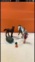 Schleich  paarden pony’s met poppetje wortels en hooibaal, Ophalen of Verzenden, Zo goed als nieuw