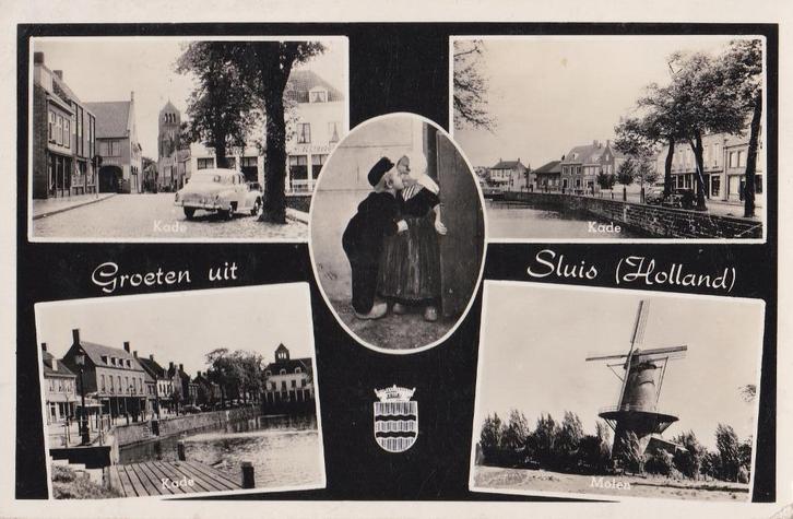 sluis   1955  meerluik, Verzamelen, Ansichtkaarten | Nederland, Noord-Brabant, Voor 1920, Ophalen of Verzenden