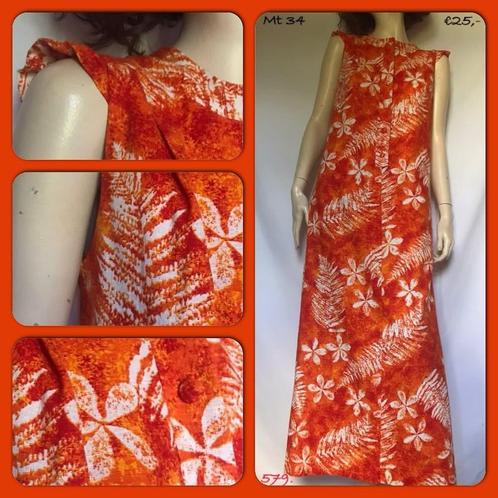 579. Vintage jurk mt 34, Kleding | Dames, Jurken, Gedragen, Maat 34 (XS) of kleiner, Onder de knie, Verzenden