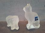 2 dierenbeeldjes, gesatineerd glas, 1x Sevres kristal, Ophalen of Verzenden