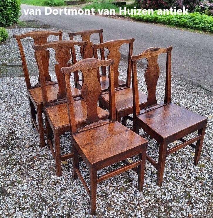 Zes Engelse country chairs eetkamerstoelen 18e eeuw., Antiek en Kunst, Antiek | Meubels | Stoelen en Banken, Ophalen