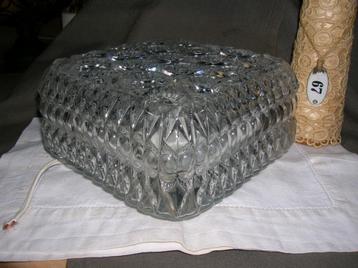 vintage plafonniere glazen schaal 17 x 17 cm. vierkant model beschikbaar voor biedingen