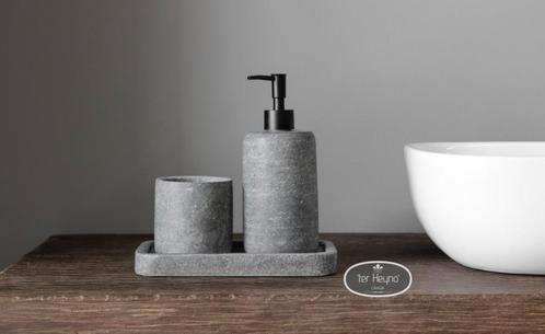 Stenen badkamer set zeeppomp tray zeep stoer sober landelijk, Huis en Inrichting, Woonaccessoires | Overige, Nieuw, Verzenden