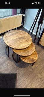 Mangohout salon tafels!, Huis en Inrichting, Tafels | Salontafels, 50 tot 100 cm, Rond, Ophalen of Verzenden, Zo goed als nieuw