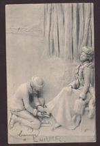 Schaatsen onderbinden Oude kaart 1904 gelopen, Verzamelen, Ophalen of Verzenden, Voor 1920, Gelopen, Sport en Spel