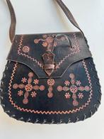 Vintage Boho Schoudertas 70s Stijl, Ophalen of Verzenden, Gebruikt, Zwart, Schoudertasje