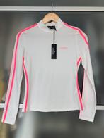 Y2K Grungemama White Neon Pink Stripe Stretch Mock Neck M/L, Maat 38/40 (M), Verzenden, Lange mouw, Roze