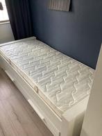 Woood bed dennis 1 persoons met bedlade wit compleet, 90 cm, Eenpersoons, Wit, Ophalen of Verzenden