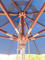 Luxe uitgevoerde parasol (300 cm) van katoen en hout, Ophalen, Gebruikt