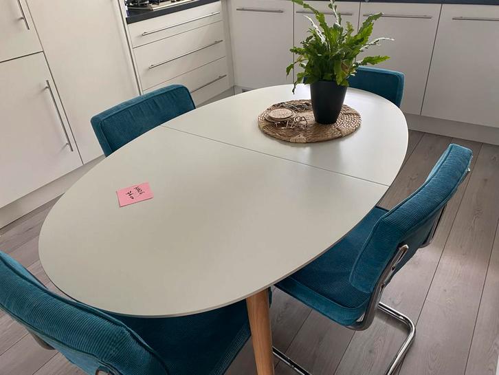 Uitschuifbare eettafel wit/beuken - ideaal!, Huis en Inrichting, Tafels | Eettafels, Zo goed als nieuw, 100 tot 150 cm, 200 cm of meer