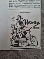 FIETSEN Advertentie Hevea banden (krant 1954), Verzamelen, Ophalen of Verzenden, 1940 tot 1960, Knipsel(s)