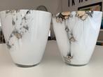 2x Handgemaakt VAAS / BLOOMEN POT Wit met Zand, Wit, Aardewerk of Porselein, Ophalen of Verzenden, Zo goed als nieuw