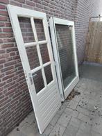 Houten achterdeur en deur schuifpui, Doe-het-zelf en Verbouw, Kozijnen en Schuifpuien, Gebruikt, Deurkozijn, 150 tot 225 cm, Hout