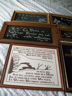 borduren schilderij stramien tekst glasplaat bruine lijst, Ophalen of Verzenden, Zo goed als nieuw, Patroon