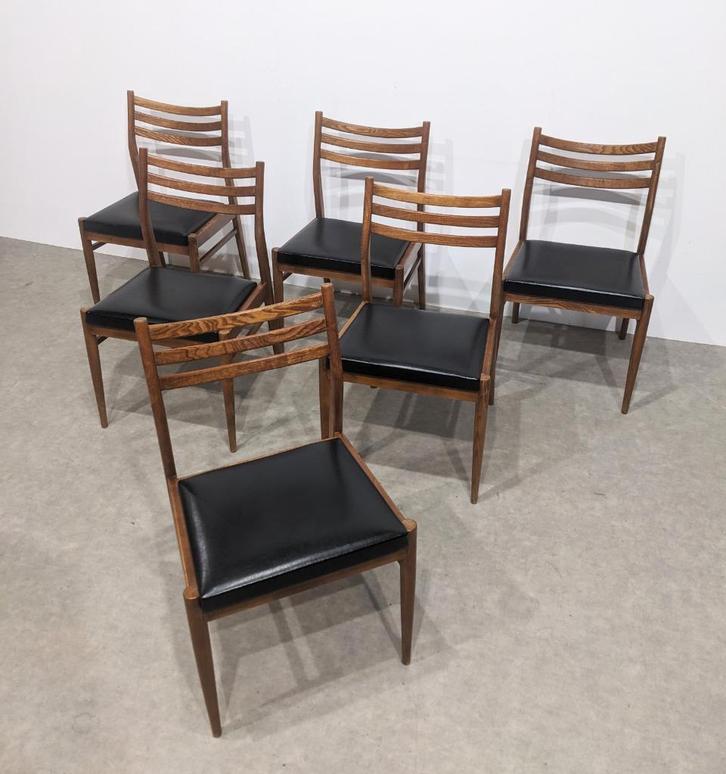 Zes elegante Scandinavische vintage stoelen, Huis en Inrichting, Stoelen, Vijf, Zes of meer stoelen, Ophalen