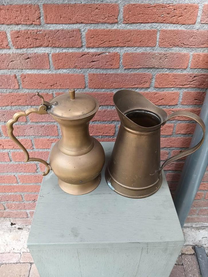 Antieke Bronzen Kannenset - 2 stuks, Antiek en Kunst, Antiek | Koper en Brons, Brons, Ophalen