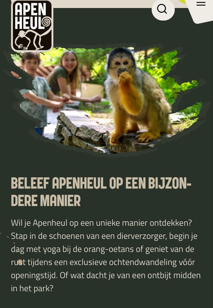 2 kaarten Apenheul - 18 oktober 2025, Tickets en Kaartjes, Recreatie | Dierentuinen, Twee personen, Ticket of Toegangskaart