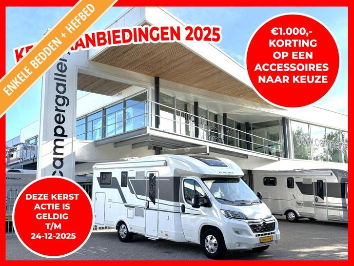 Adria Matrix 670 SL ENKELE BEDDEN + HEFBED 2021 EURO6 CAMPER, Caravans en Kamperen, Campers, Bedrijf, tot en met 2, Half-integraal