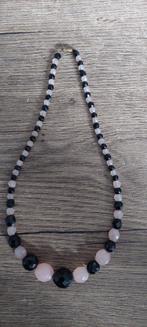 Antiek glaze gitten hals ketting zwart lichtrose git, Sieraden, Tassen en Uiterlijk, Ophalen of Verzenden, Overige materialen